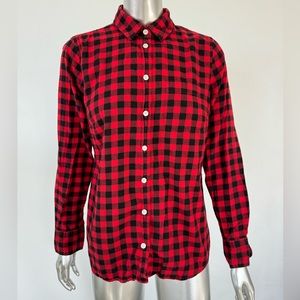 J Crew button down flannel shirt checkered plaid S